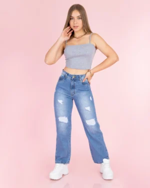 Baggy Jeans Celeste Roto
