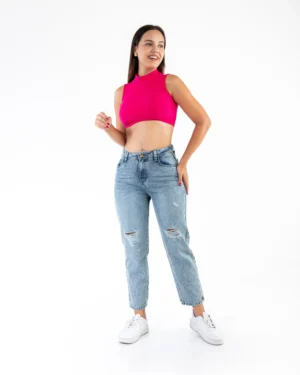 Mom Jeans Maíz con Destroyer