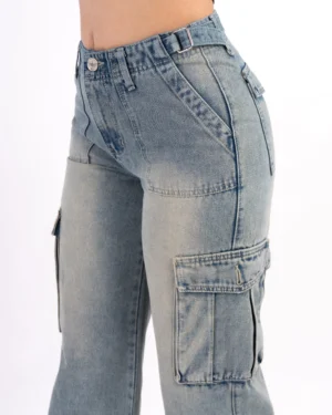 Pantalon Cargo Rigido Denin Maiz