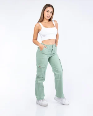 Pantalon Cargo Drill Verde Menta