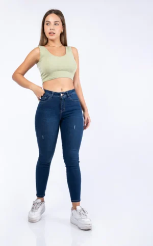 Skinny Jeans Azul Claro Rasgado