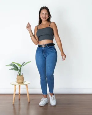 Skinny Jeans Trapeado Celeste