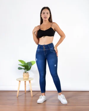 Skinny Jeans Fajero Azul Arañado