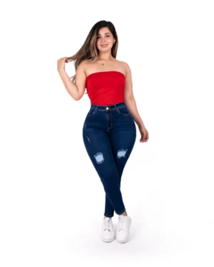 Skinny Jeans Rasgado Azul