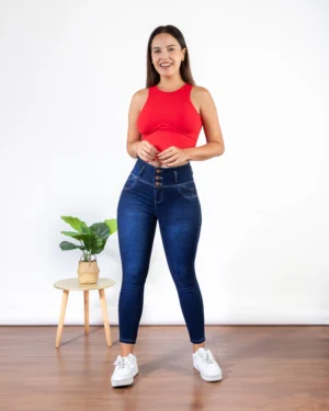 Skinny Jeans Fajero Azul Lijado